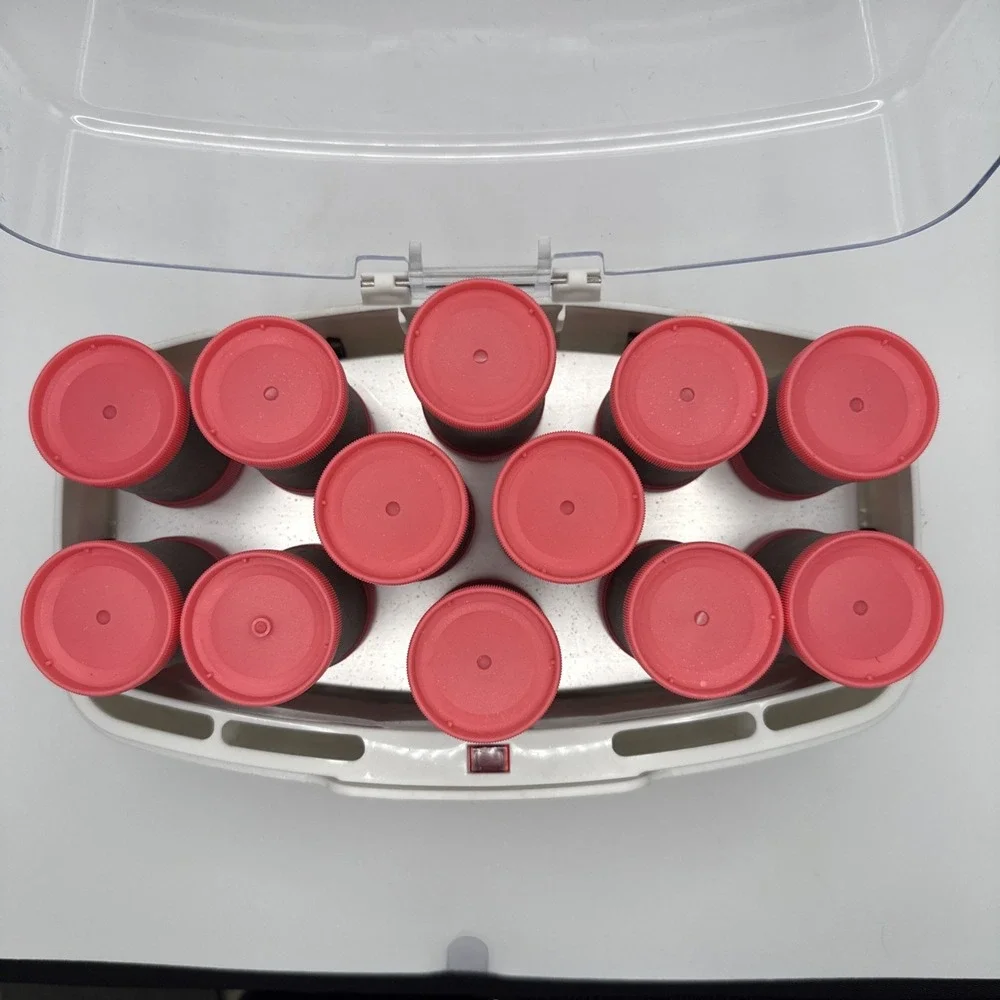 Conair More Big Curls Pink 12 Jumbo Hot Rollers  11 Pins 6 Clips Heat Reservoir
